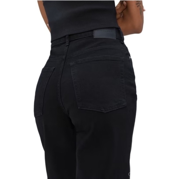NEW EVERLANE Way-High Jean High-Rise Straight Frayed Hem Coal Black Size 28 Long - Picture 5 of 12